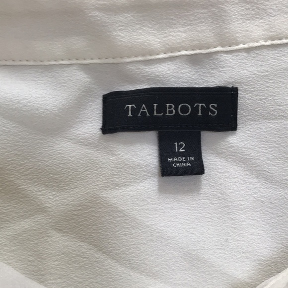TALBOTS Size 12 cream multi front button top - Picture 5 of 7